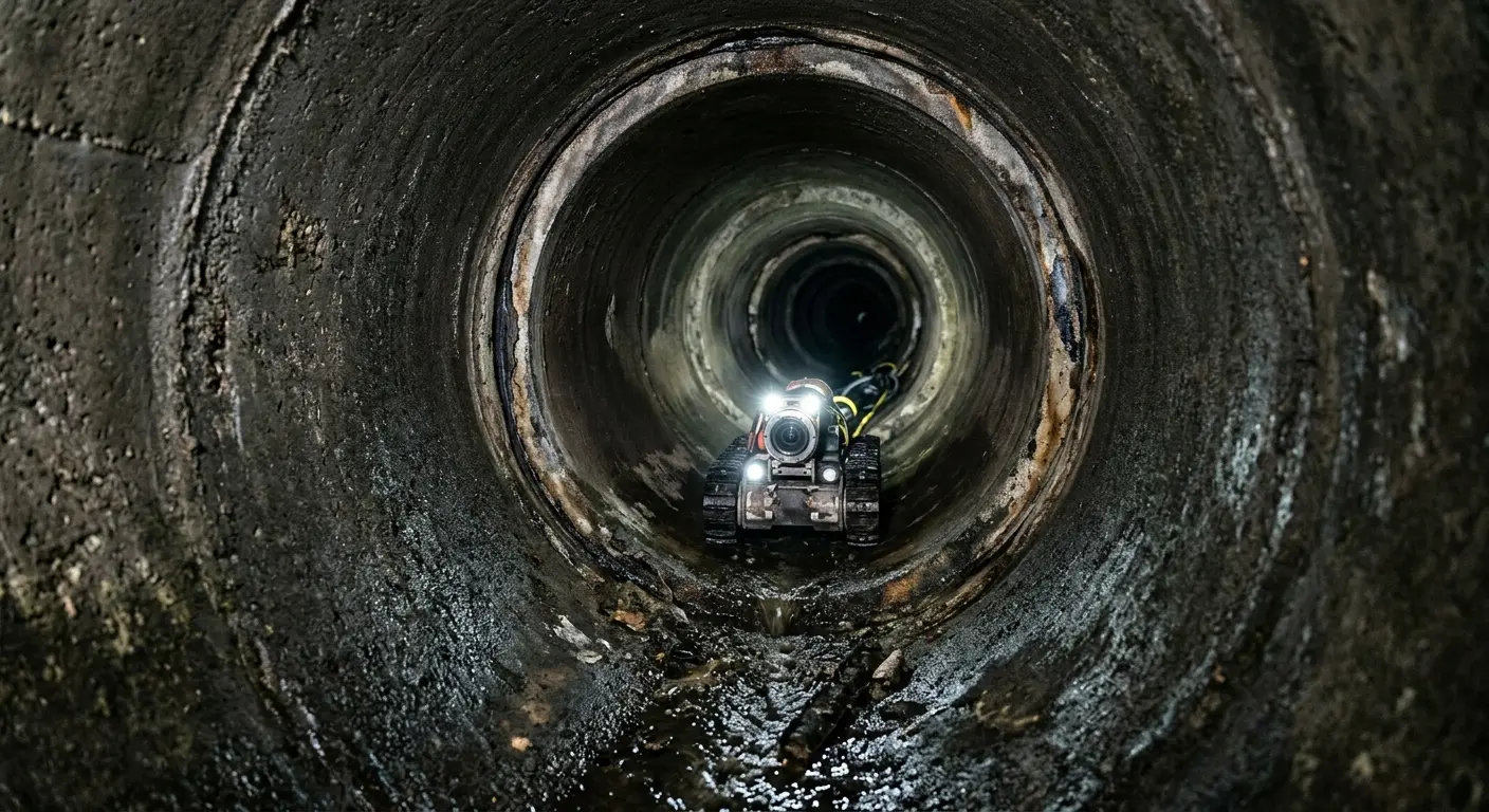Robotic sewer camera inspecting pipe interior for Sewer Line Cleaning in Elizabethtown